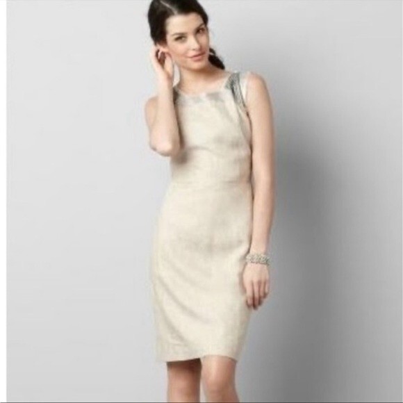 NWT Ann Taylor LOFT 100% Linen Sequin Sleeveless Sheath Dress in Women's Sz. 8 - Picture 1 of 12